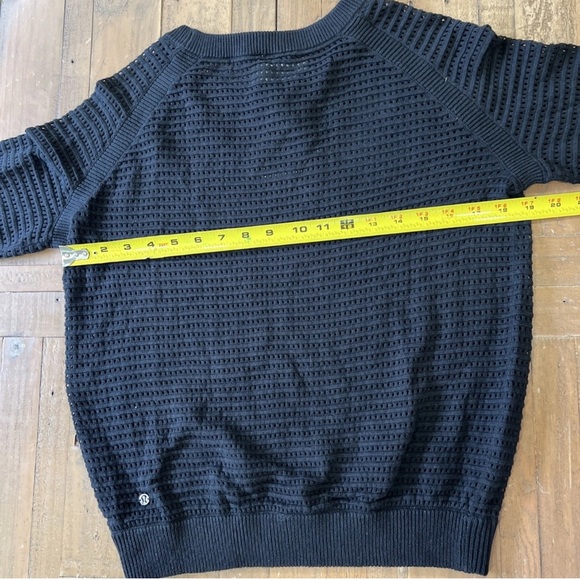 Lululemon Pointelle Knit Cotton Sweater Small Black NWT Open Weave Crewneck - Picture 7 of 9